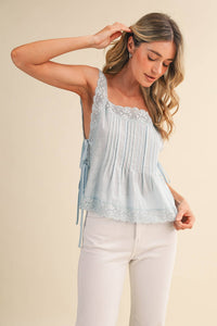 Lace Trim Side Tying Top