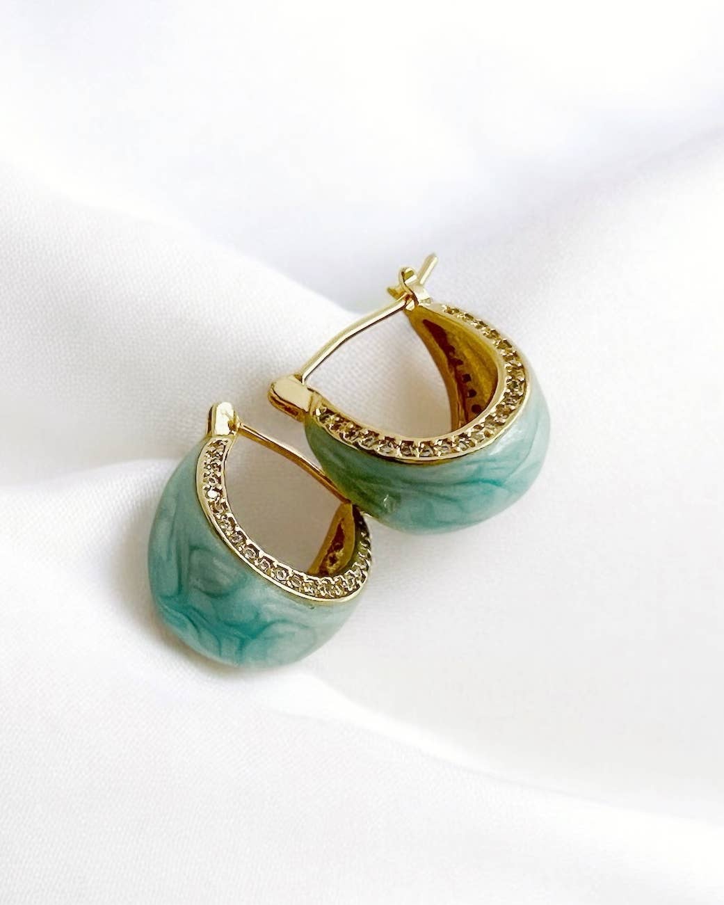 Palmer Colorful Enamel Hoops Earrings Gold Filled