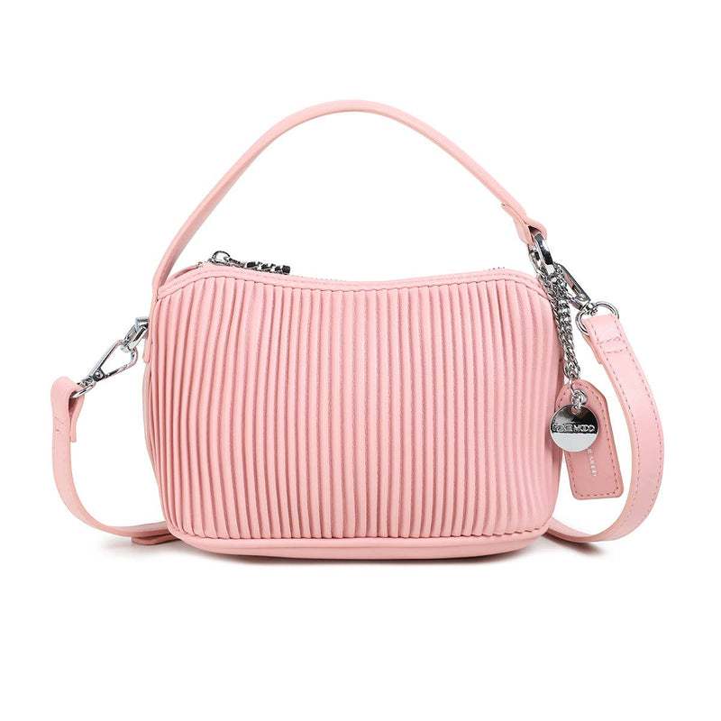 Ella Crossbody  -  Recycled Vegan Bag  - Light Pink Pleated