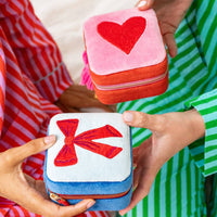 Ariel Heart Velvet Jewelry Box Pink