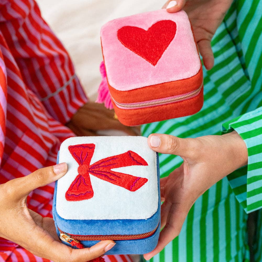 Ariel Heart Velvet Jewelry Box Pink