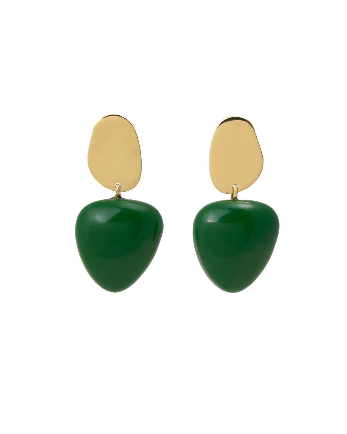 Nina Resin Gold Post Drops Green