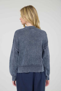 Washed Mock Neck Pullover