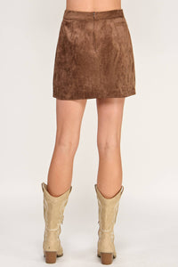 FRONT POCKET SUEDE MINI SKIRT