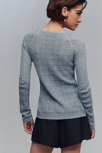 Pointelle Button-Up Knit Cardigan