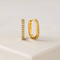 Solana Paperclip Hoop Earrings | Pavé Hoops | Gold-Plated