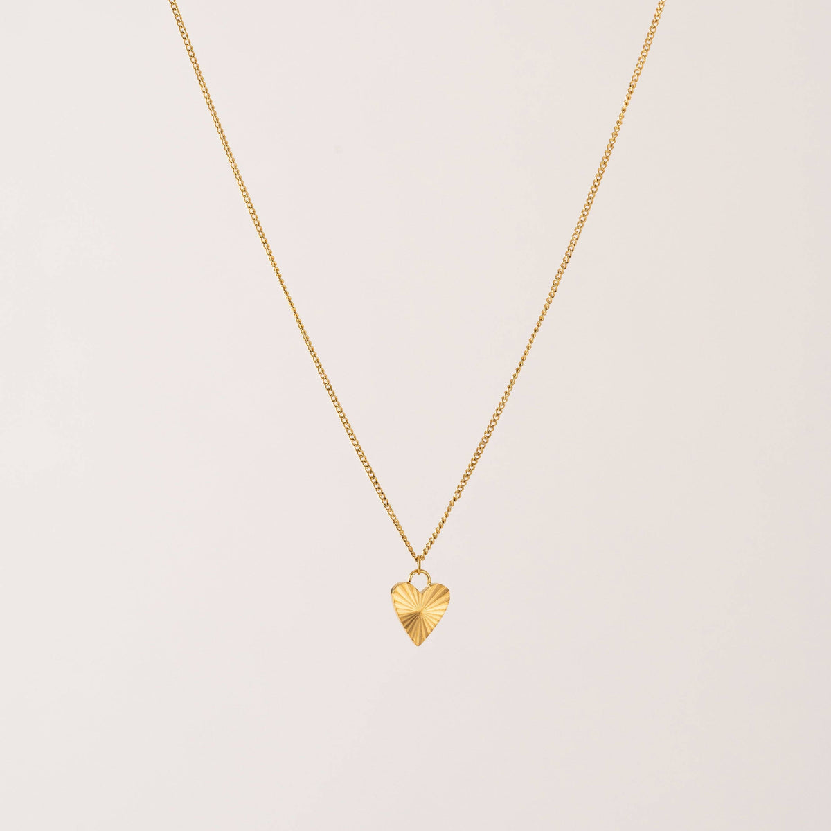 Fluted Heart Necklace | Minimalist Gold Pendant | 18K PVD
