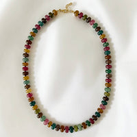 Greer Gemstone Multi Color Beaded Necklace Gold Filled