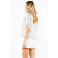 Short Sleeve Lace Detailing Top