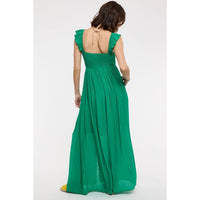 Ruffle Sleeve Front Slit Maxi Dress
