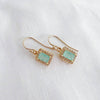 Capri Aqua CZ Baguette Dangle Earrings Gold Filled