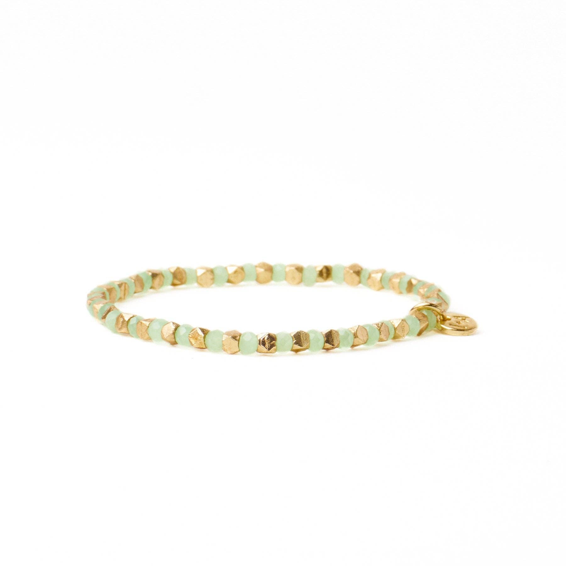 Louise Crystal Stretch Bracelet Mint + Gold