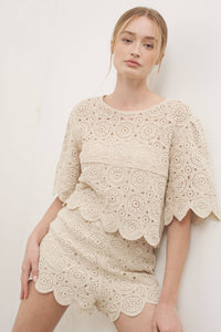 CROCHET LACE TOP WITH SCALLOP HEM