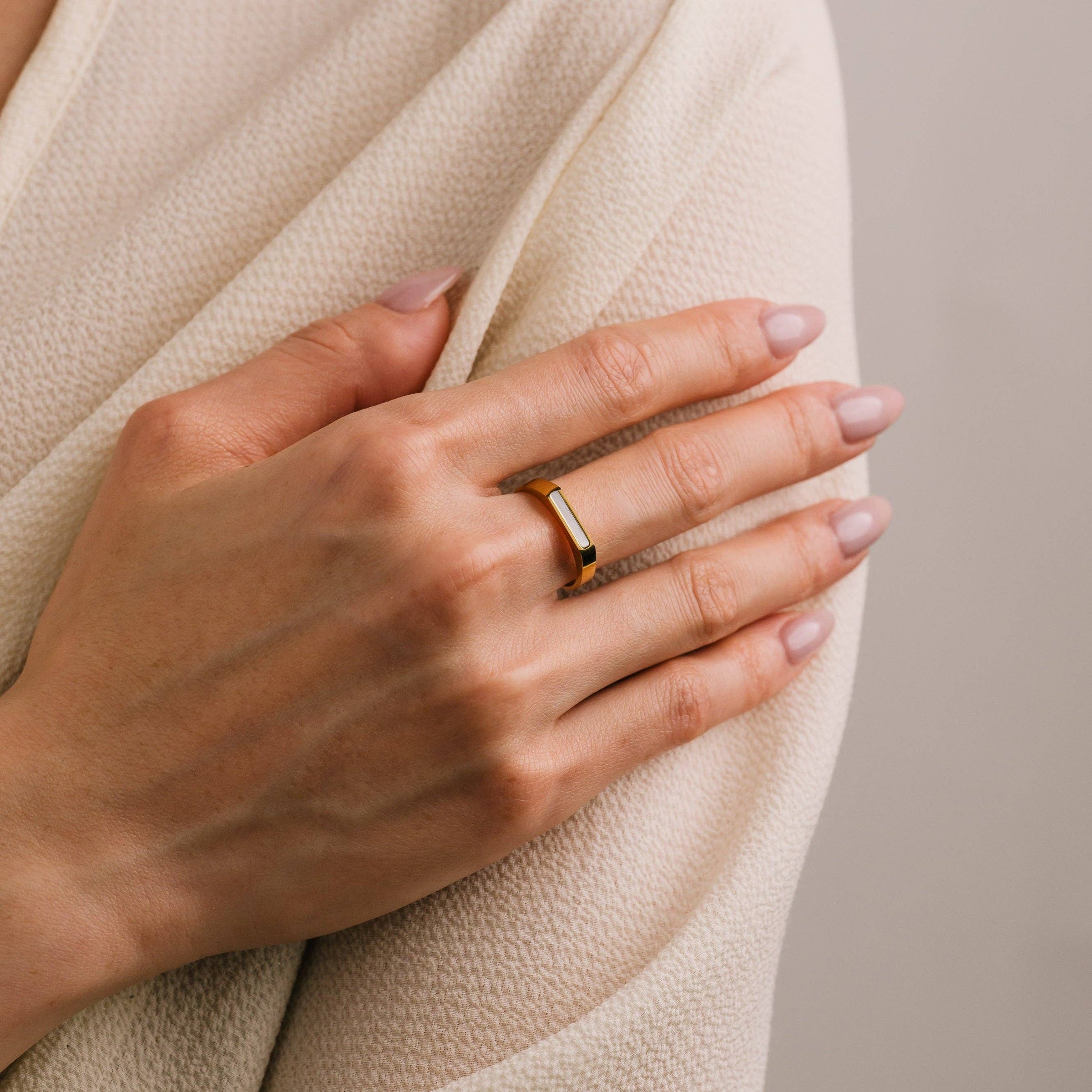 Tofino Ring | Waterproof Signet Ring | Gold Shell Ring