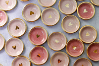 Pink Heart Ring Dish | Handmade Pottery trinket with Gold
