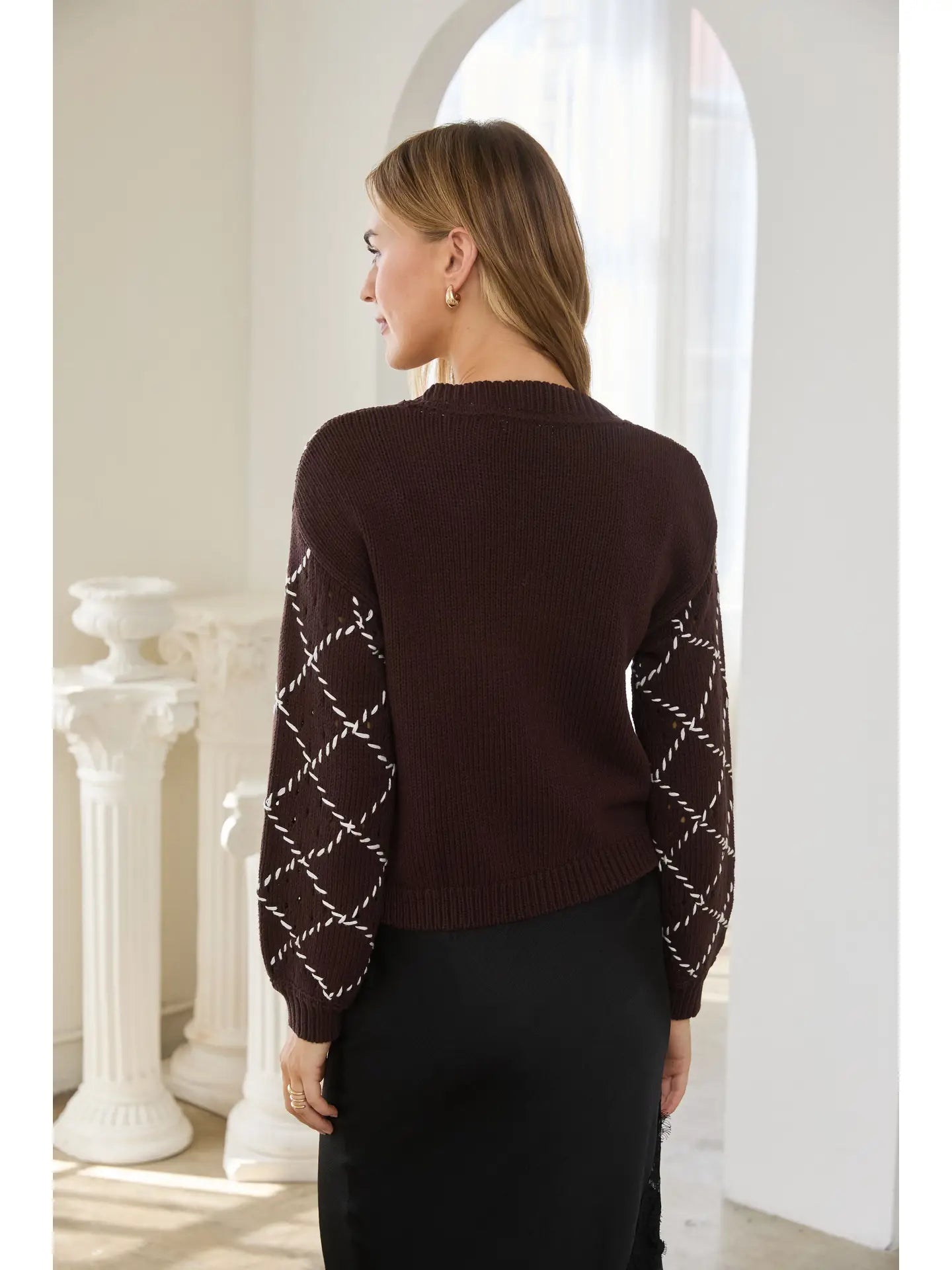 Skies are Blue Diamond Pattern Cardigan