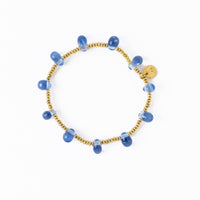 Hope Brass Stretch Bracelet With Glass Beads Blue