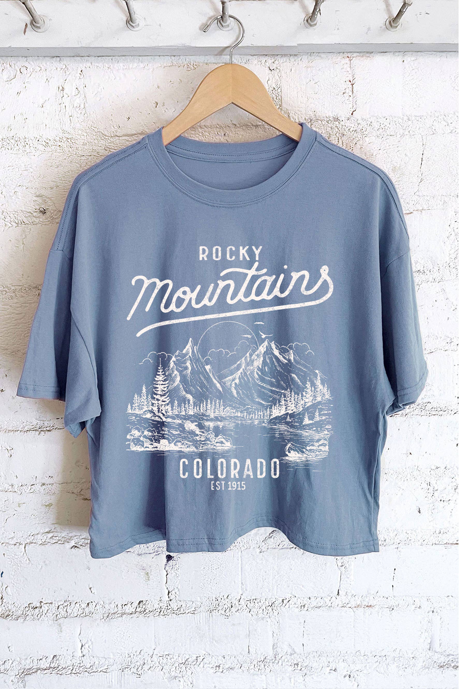 Rocky Mountains Colorado Graphic Long Crop Top