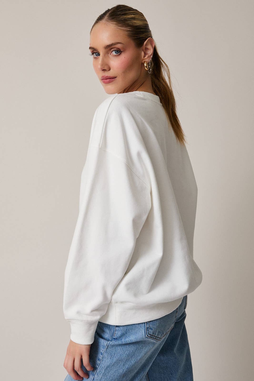 CREW NECK LONG SLEEVE "MILK&COOKIES CLUB" SWEATSHIRT