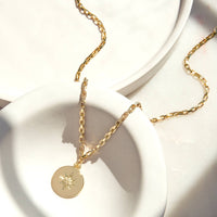 Compass coin charm necklace