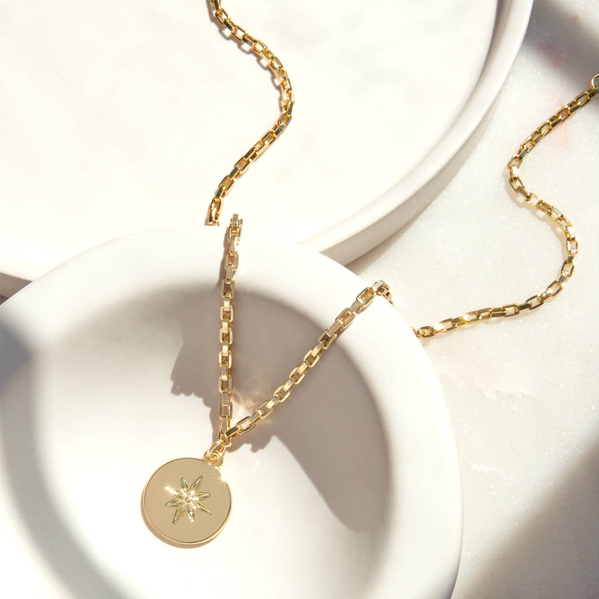 Compass coin charm necklace