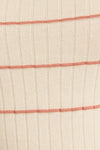 ROUND NECK HALF SLEEVE STRIPE RIBBED TOP