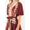 Puff Sleeve Button Front Tie Waist Dress