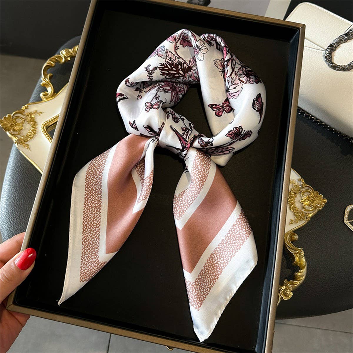 Silky Butterfly Print Scarf