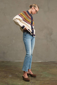 Nordic Pattern Toggle Knit Cardigan