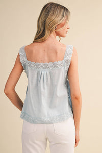 Lace Trim Side Tying Top