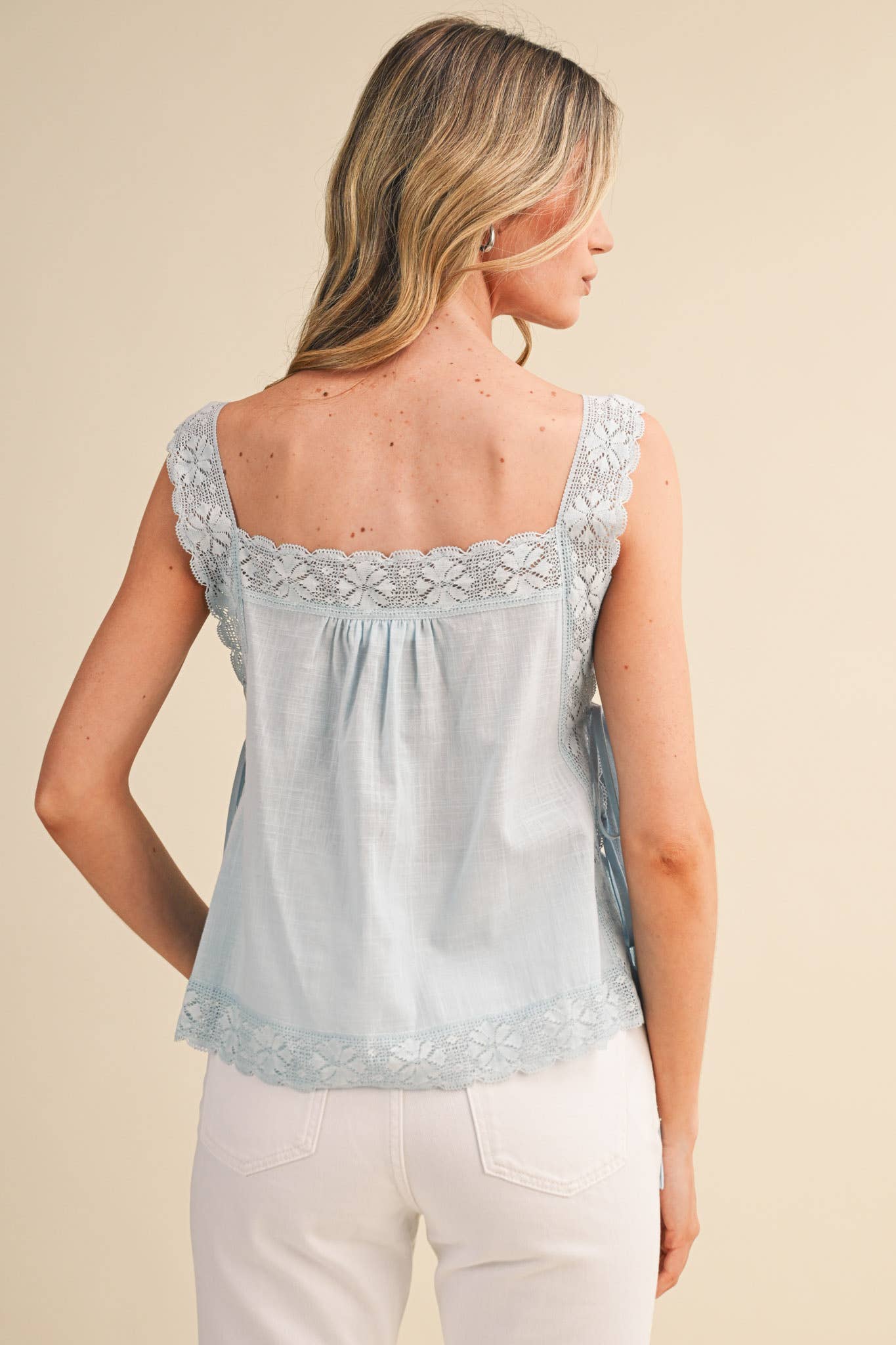 Lace Trim Side Tying Top