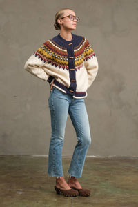 Nordic Pattern Toggle Knit Cardigan