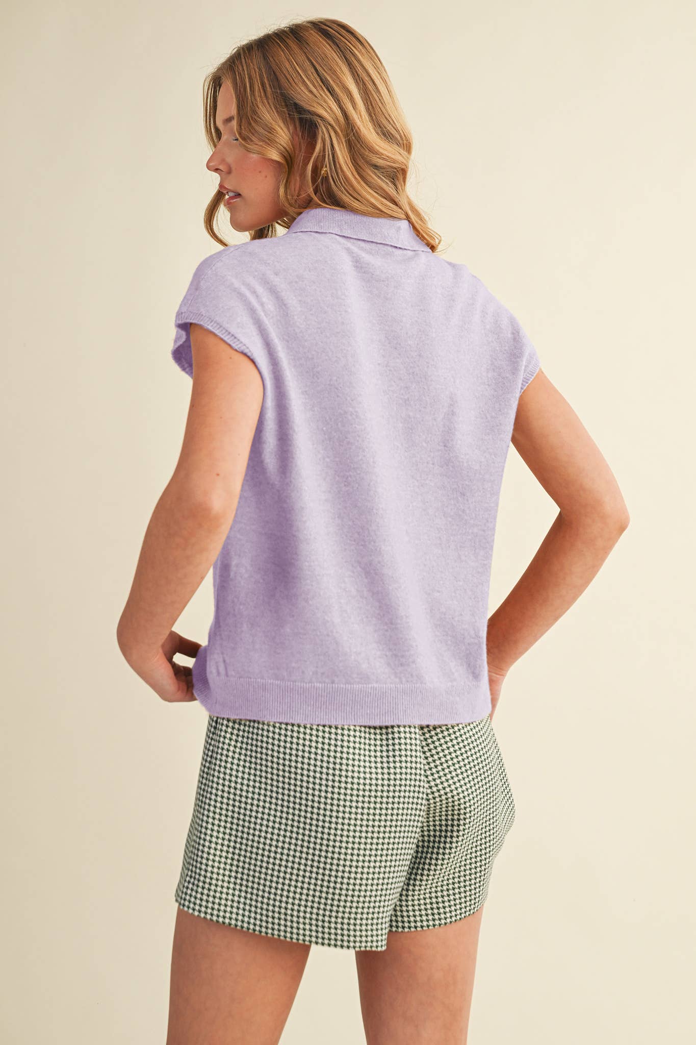 Cap Sleve Collared Sweater Vest