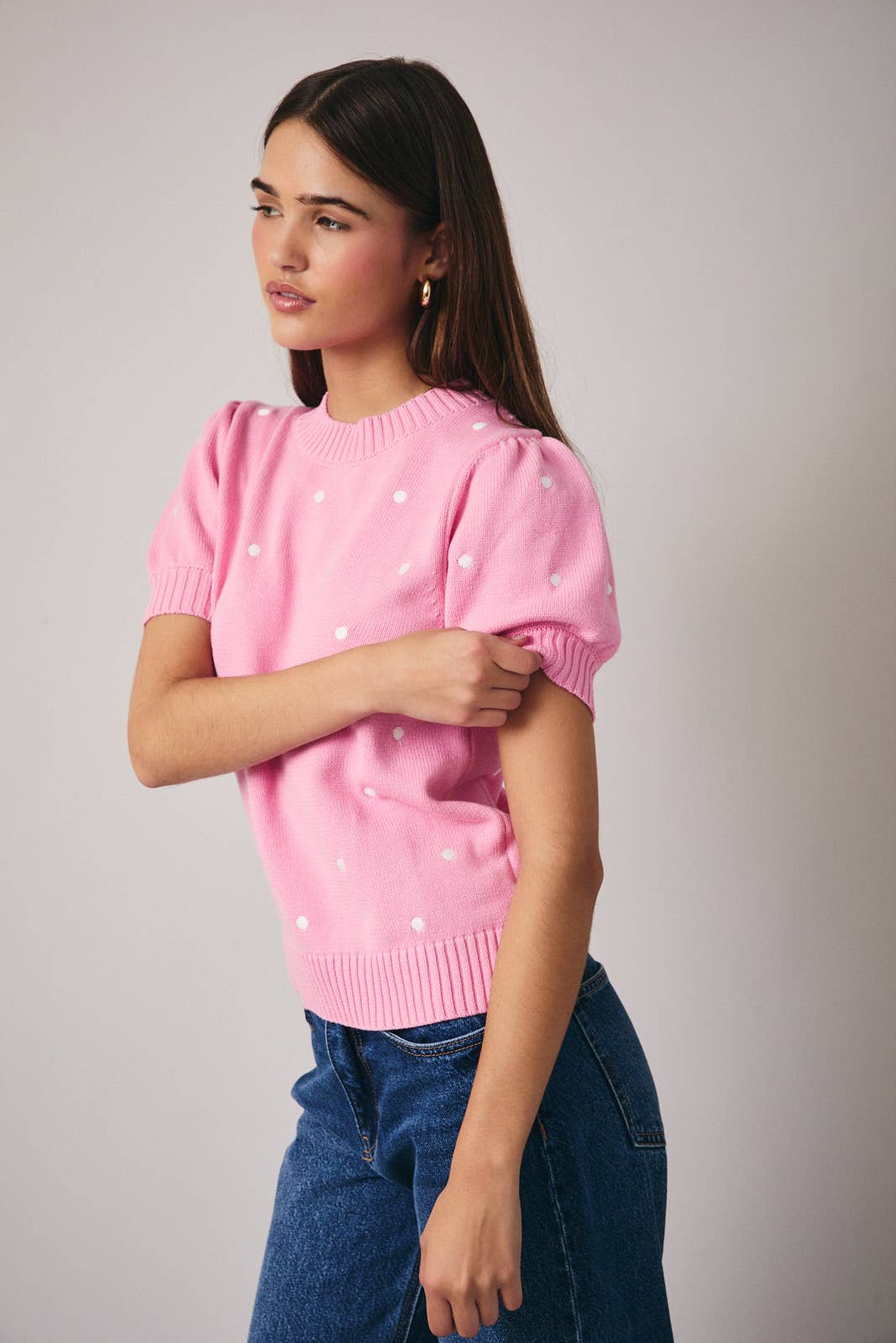 Polka Dot Embroidered Sweater