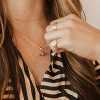 Margot Pink Pendant Necklace Gold Filled