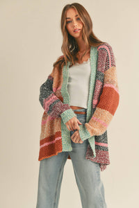 Oversized Color Block Cardigan