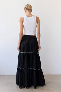 Embroidery Tiered Maxi Skirt