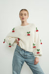 3D CHERRY CHUNKY KNIT SWEATER