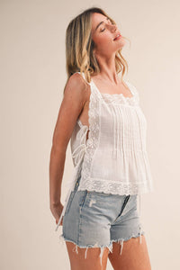 Lace Trim Side Tying Top