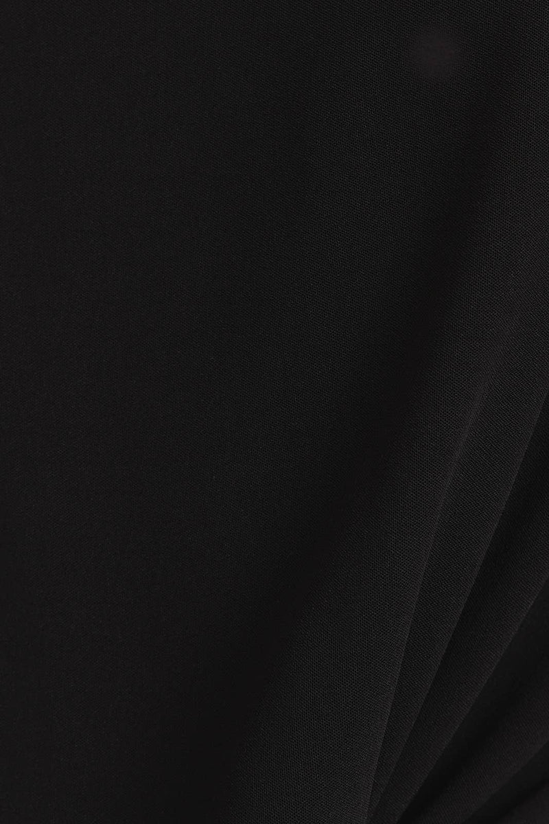 SOLID WOVEN TEE WITH FRONT KNOT DETAIL