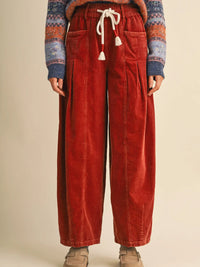 Washed Corduroy Pleated Barrel Pants