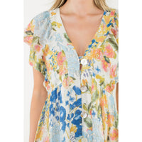 Flutter Sleeve Floral Maxi Dress