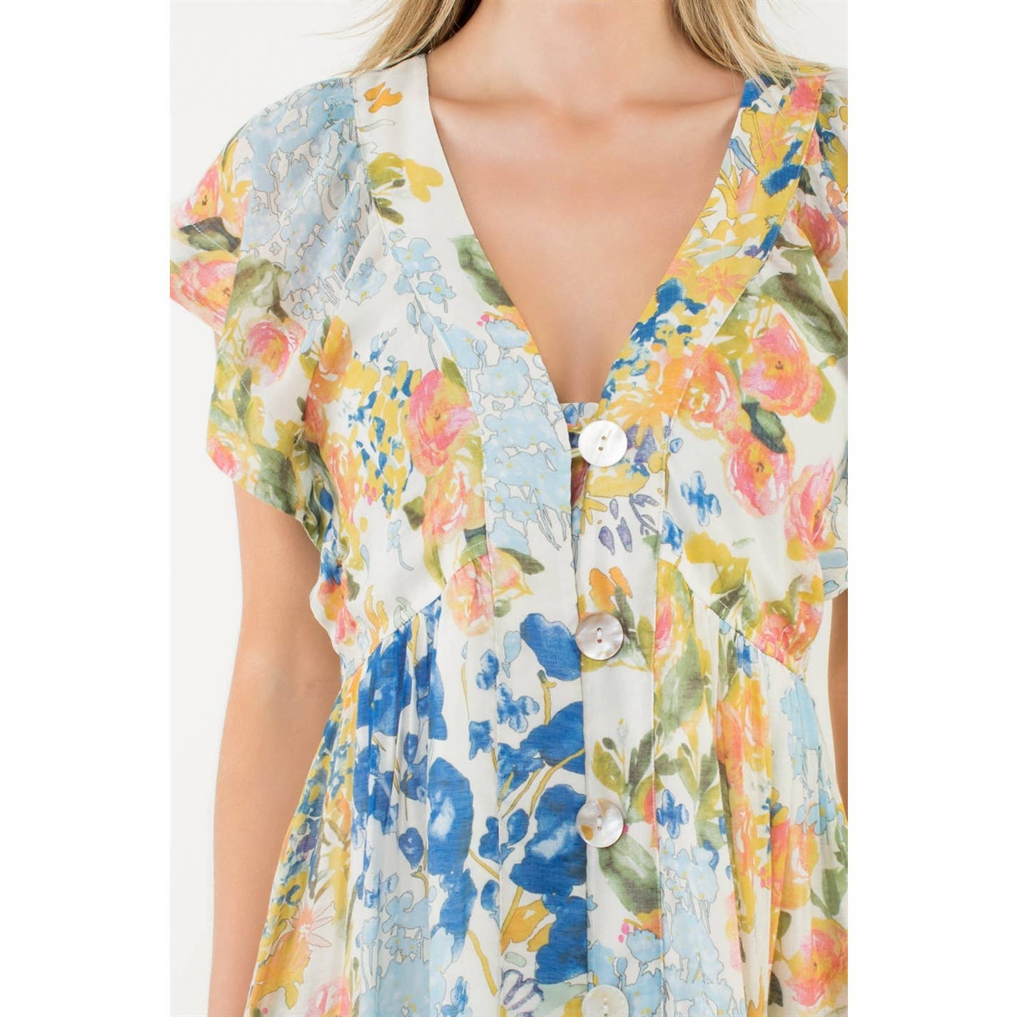 Flutter Sleeve Floral Maxi Dress