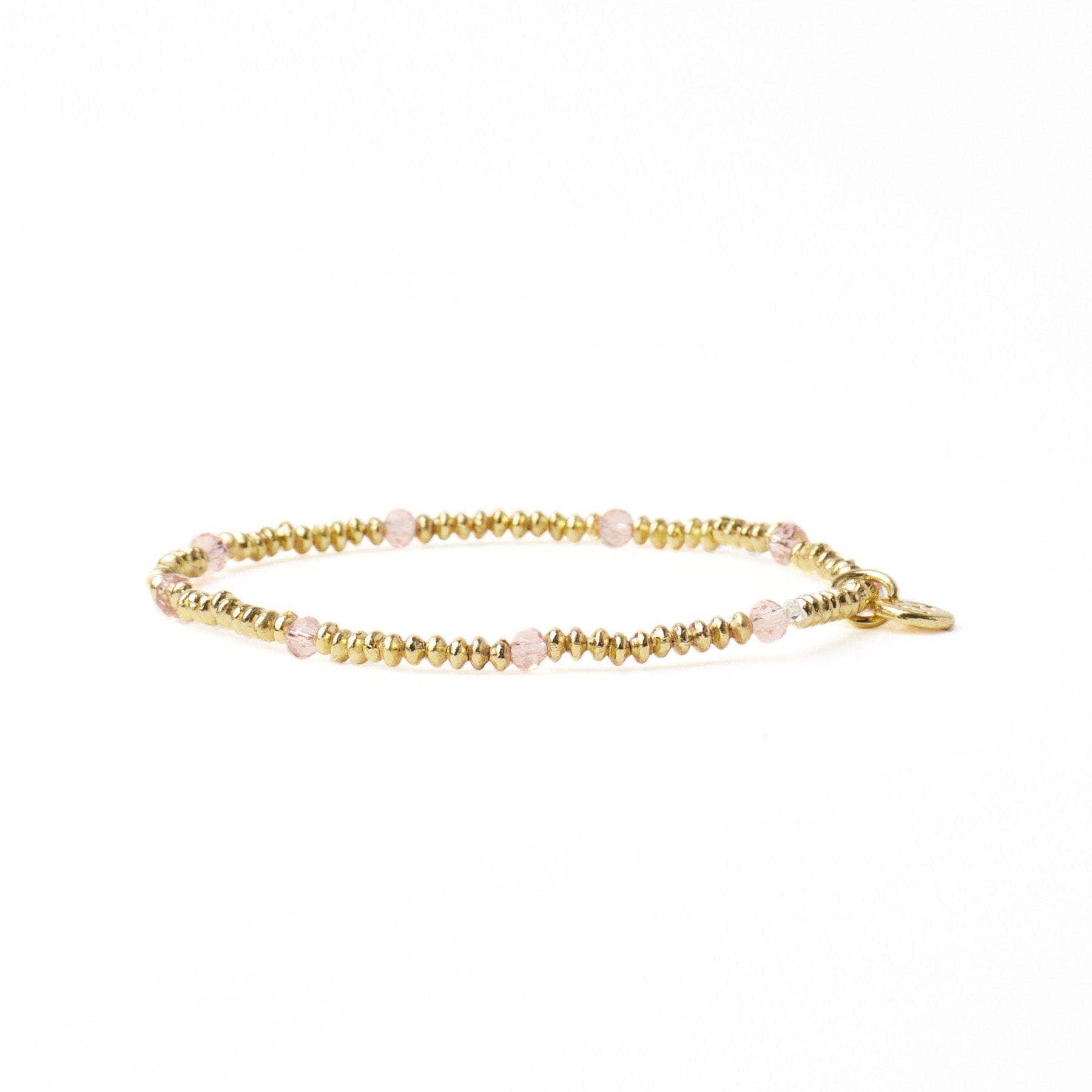 Ashley Small Brass + Crystal Stretch Bracelet Blush + Gold