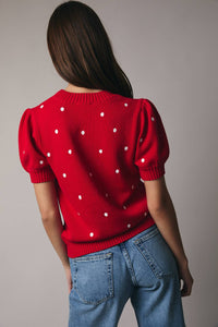 Polka Dot Embroidered Sweater