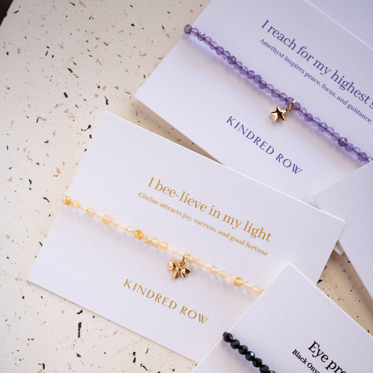 Citrine Bee Affirmation Charm Bracelet