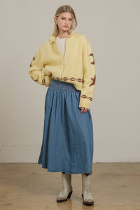 Cozy Pattern Zip Sweater Jacket