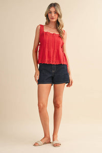 Lace Trim Side Tying Top