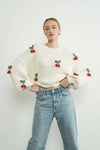 3D CHERRY CHUNKY KNIT SWEATER