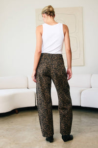 Leopard print barrel pants
